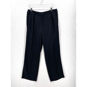 EILEEN FISHER Tencel Pleated Wide Leg Pants Womens 14 Black Trouser Draped